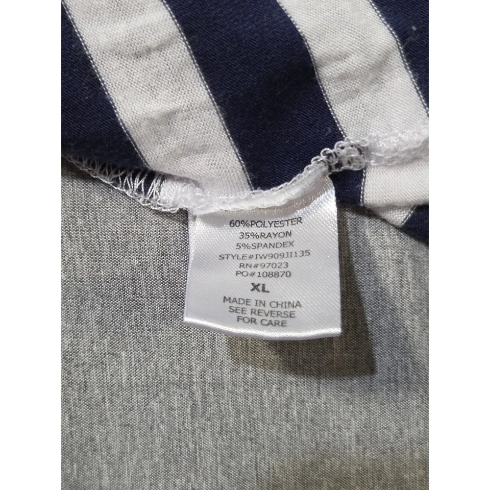 Miken Swim Dress Navy Blue White Striped Pink Flamingo Cover Up XL IW909JI135‎